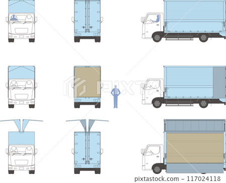 Image illustration of a small wing truck Front Side Back Driver Image illustration of a small wing truck Front Side Back Driver 117024118