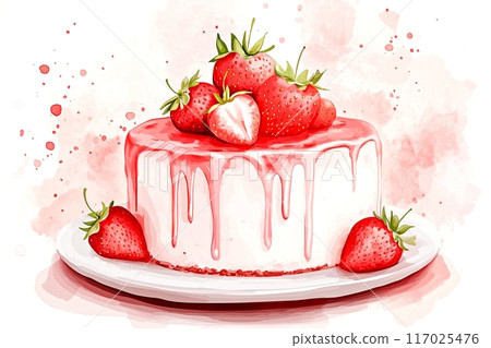 Delicious strawberry cake "AI generated image" Delicious strawberry cake "AI generated image" 117025476