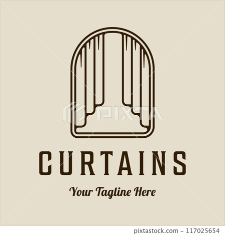 curtain logo vector line art minimalist simple illustration template icon graphic design. curtains sign or symbol for decoration property company with badge curtain logo vector line art minimalist simple illustration template icon graphic design. curtains sign or symbol for decoration property company with badge 117025654