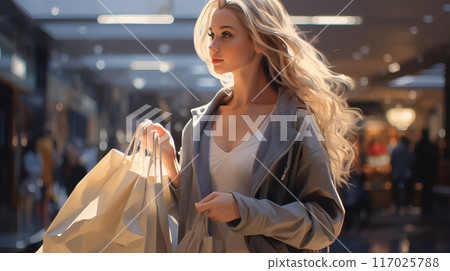 Beautiful woman enjoying shopping Beautiful woman enjoying shopping 117025788