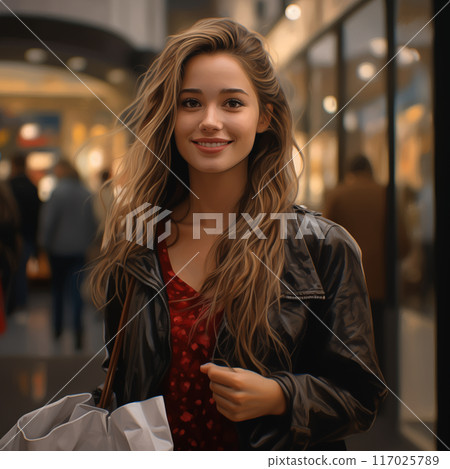 享受購物的美麗的女人 享受購物的美麗的女人 117025789