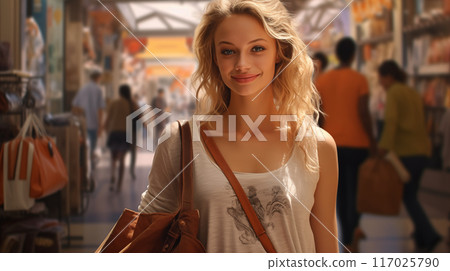 享受購物的美麗的女人 117025790