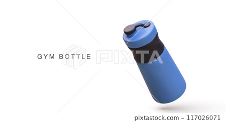 3d realistic Shaker water bottle on white background. Vector illustration. 117026071