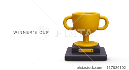 3d realistic golden cup on white background. Vector illustration. 3d realistic golden cup on white background. Vector illustration. 117026102
