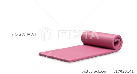 3d realistic Yoga Mat on white background. Vector illustration. 117026141