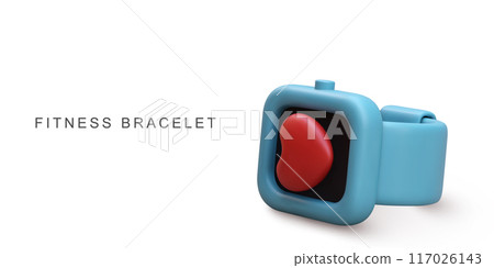3d realistic fitness bracelet on white background. Vector illustration. 117026143