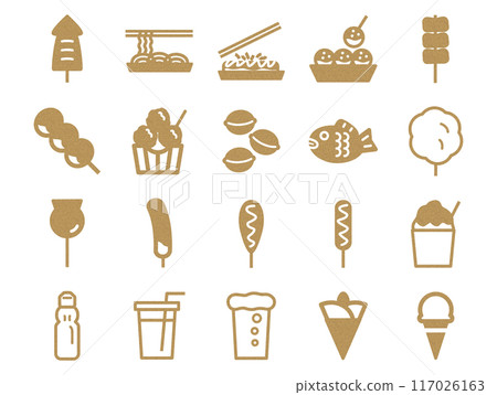 街頭美食圖示 set_軟木模式 117026163