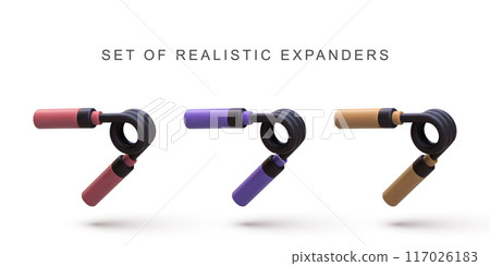 3d realistic set Carpal expander on white background. Vector illustration. 3d realistic set Carpal expander on white background. Vector illustration. 117026183