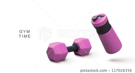 3d realistic gym time concept. Vector illustration. 117026356