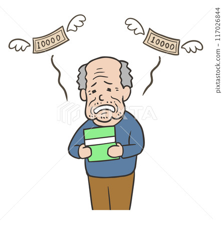 An elderly man sad about his dwindling savings and bankruptcy in retirement An elderly man sad about his dwindling savings and bankruptcy in retirement 117026844