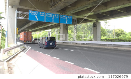 Roadway scenery under the expressway 117026979