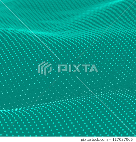 Abstract background with futuristic wavy bokeh dots 117027066