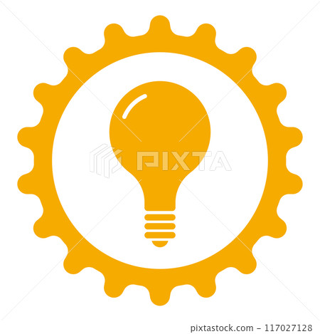 Gear and light bulb icon yellow silhouette 117027128