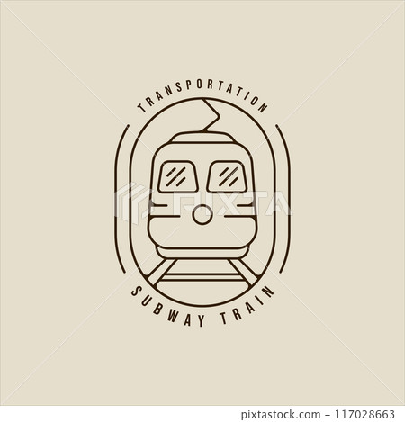 subway train logo line art vector simple minimalist illustration template icon graphic design. railway transportation sign or symbol for business or travel transport concept with badge 117028663