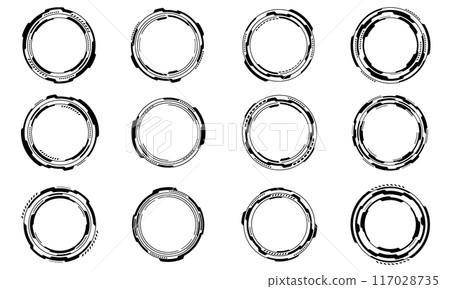 Set of sci fi black circle user interface elements technology futuristic design modern creative on white background vector 117028735