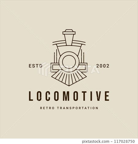 locomotive line art logo vector simple minimalist illustration template icon graphic design. retro or vintage train sign or symbol for transportation locomotive line art logo vector simple minimalist illustration template icon graphic design. retro or vintage train sign or symbol for transportation 117028750