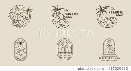 set of palm tree logo line art vector simple minimalist illustration template icon graphic design. bundle collection of various island and beach sign or symbol for travel adventure outdoors business set of palm tree logo line art vector simple minimalist illustration template icon graphic design. bundle collection of various island and beach sign or symbol for travel adventure outdoors business 117029310