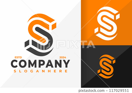 Letter S 3D Monogram Logo design vector symbol icon illustration 117029551