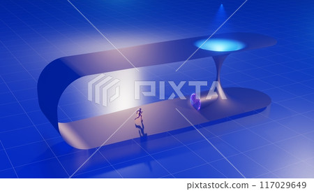 Seamless Transportation Through Wormhole Demonstrated in Motion Graphics, 3D rendering 117029649