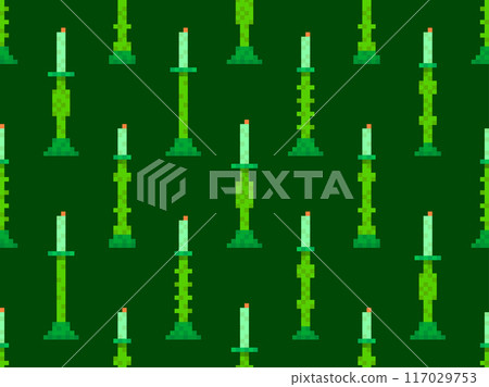 Seamless pattern of pixel candlesticks. Candlestick with candles in 8-bit style. Candlestick with burning candles. Design for wallpapers, wrappers, covers and banners. Vector illustration Seamless pattern of pixel candlesticks. Candlestick with candles in 8-bit style. Candlestick with burning candles. Design for wallpapers, wrappers, covers and banners. Vector illustration 117029753
