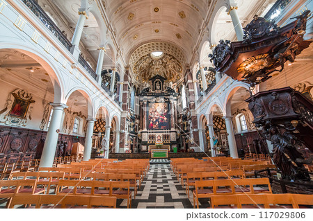 Interiors of Saint Charles Borromee church, Anvers, Belgium Interiors of Saint Charles Borromee church, Anvers, Belgium 117029806