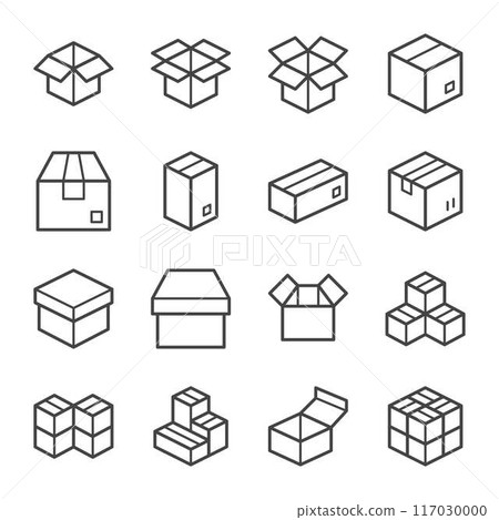 cardboard icon set 117030000