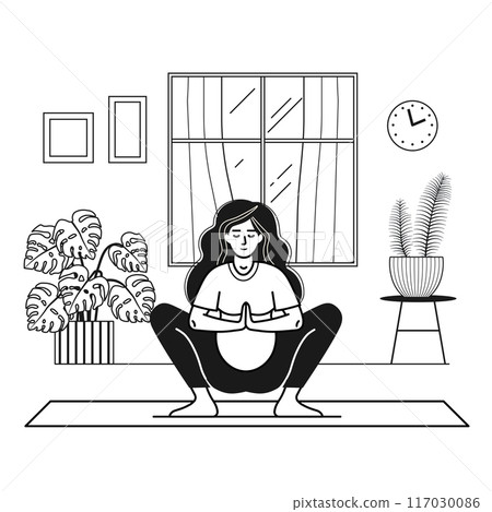 Pregnant Woman Doing Yoga at Home 117030086