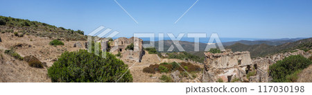 Panoramic View of Abandoned Village in Sardinia 117030198