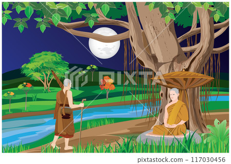 pilgrimage the monk in buddhism vector design pilgrimage the monk in buddhism vector design 117030456