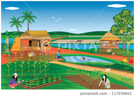 lifestyle of people at countryside vector design 117030602