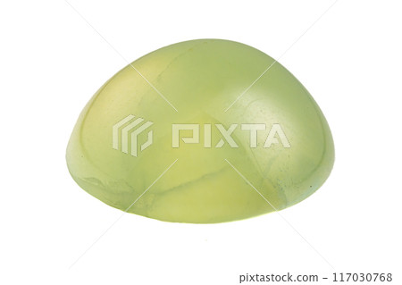 natural green prehnite gem on the white background natural green prehnite gem on the white background 117030768