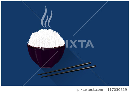 steamed rice in a purple cup on a blue background.vector design steamed rice in a purple cup on a blue background.vector design 117030819