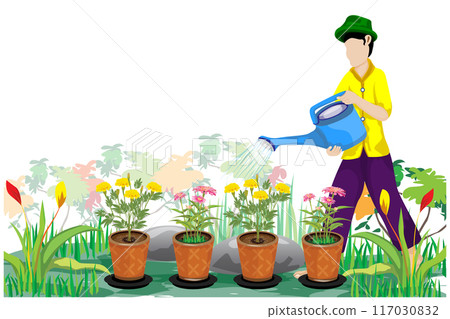 isolated agriculturist watering into flower plant vector design isolated agriculturist watering into flower plant vector design 117030832