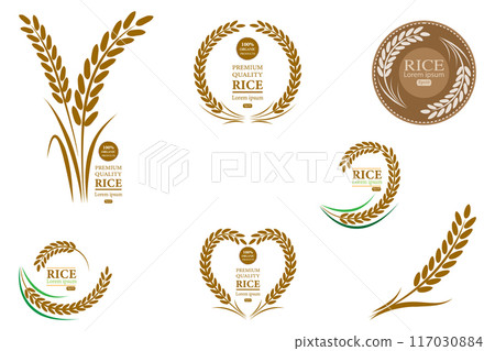isolated set of rice plant symbol on white backround. vector design 117030884