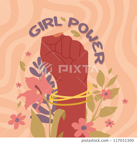 empowered woman character clenched hand Vector empowered woman character clenched hand Vector 117031300