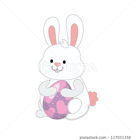 Cute easter bunny cartoon Kawai Vector Cute easter bunny cartoon Kawai Vector 117031356