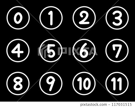 Set of numbers from 0 to 11 in a circle 117031515