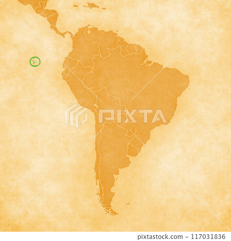 Ocher map of South America - Galapagos Islands 117031836