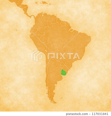 Ocher map of South America - Uruguay Ocher map of South America - Uruguay 117031841