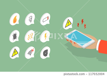 3D Isometric Flat Vector Illustration of Smartphone Trouble, Mobile Phone Troubleshooting 3D Isometric Flat Vector Illustration of Smartphone Trouble, Mobile Phone Troubleshooting 117032004
