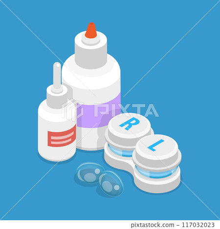 3D Isometric Flat Vector Illustration of Eye Contact Lenses Moisturizing And Care, Vision Correction, Optometry Accessory 3D Isometric Flat Vector Illustration of Eye Contact Lenses Moisturizing And Care, Vision Correction, Optometry Accessory 117032023