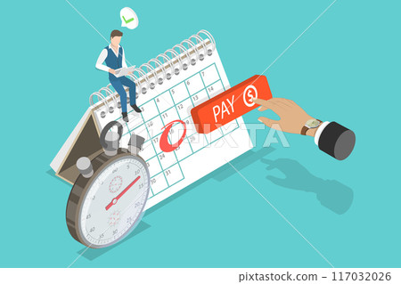 3D Isometric Flat Vector Illustration of Payment Calendar, Efficient Organization of Bills and Expenses 3D Isometric Flat Vector Illustration of Payment Calendar, Efficient Organization of Bills and Expenses 117032026