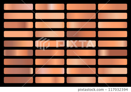 Metalic gradient collection with shiny gold hologram. Holographic foil texture, gold rose, brown and golden gradation. Vector set for frame, ribbon, border, other design Metalic gradient collection with shiny gold hologram. Holographic foil texture, gold rose, brown and golden gradation. Vector set for frame, ribbon, border, other design 117032394