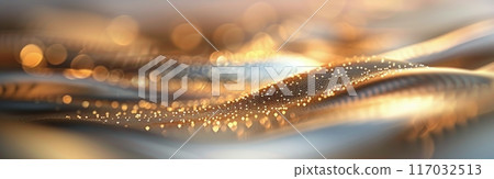 Golden Bokeh Background With Soft Light Reflections at Night 117032513