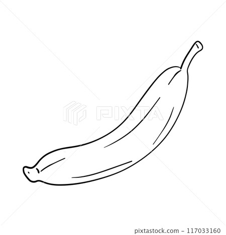 Banana in line art style. One line continuous drawing. Vector hand drawn illustration. Single continuous Line for logo or icon 117033160