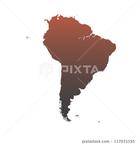 Map of South America, sign silhouette. World Map Globe. Vector Illustration isolated on white background. Latin American continent. Map of South America, sign silhouette. World Map Globe. Vector Illustration isolated on white background. Latin American continent. 117033595