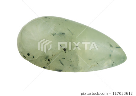 natural green prehnite gem on the white background natural green prehnite gem on the white background 117033612
