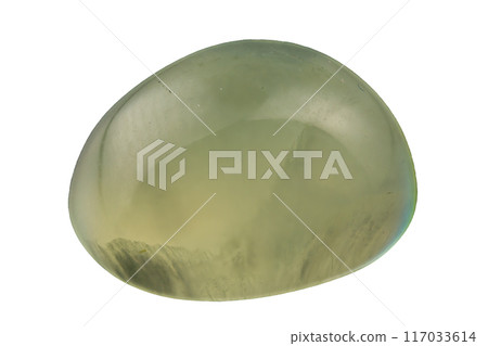 natural green prehnite gem on the white background natural green prehnite gem on the white background 117033614