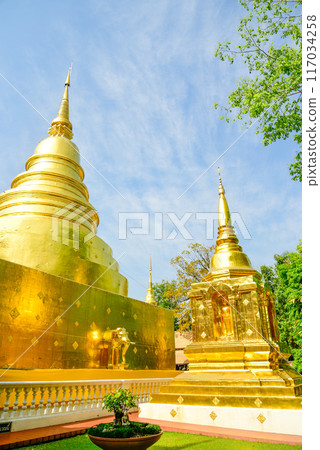 Beautiful scenery of Wat Phra Singh temple in Chiang Mai, Thailand Beautiful scenery of Wat Phra Singh temple in Chiang Mai, Thailand 117034258