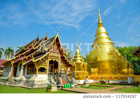 Beautiful scenery of Wat Phra Singh temple in Chiang Mai, Thailand Beautiful scenery of Wat Phra Singh temple in Chiang Mai, Thailand 117034287